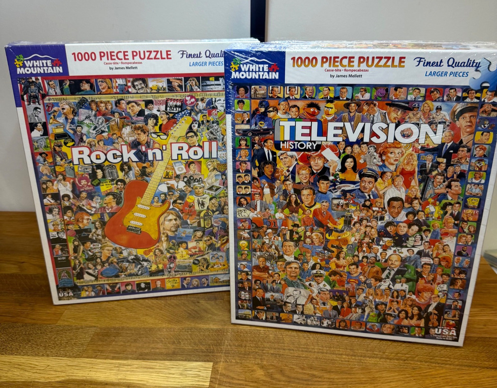 White Mountain 1000 Piece Puzzle Lot Rock N Roll Television 409C/270 New 24"x30"